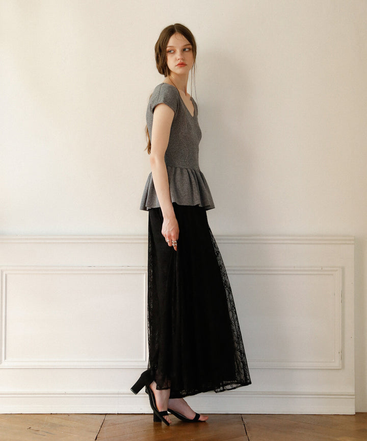Clear Peplum V/N Tops