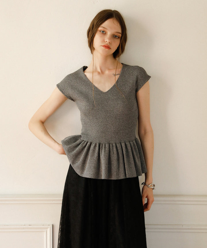 Clear Peplum V/N Tops