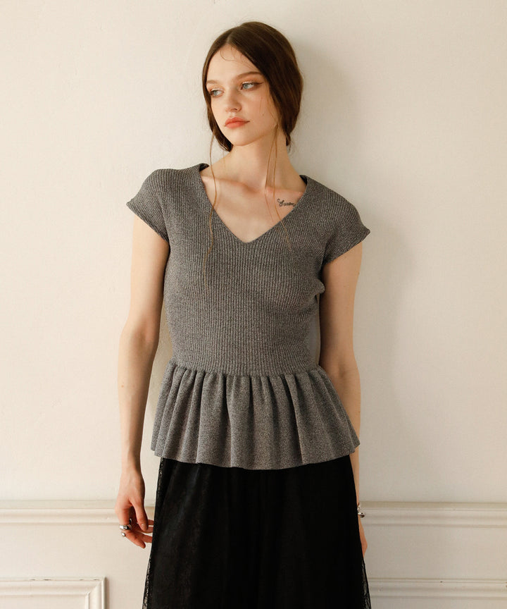 Clear Peplum V/N Tops