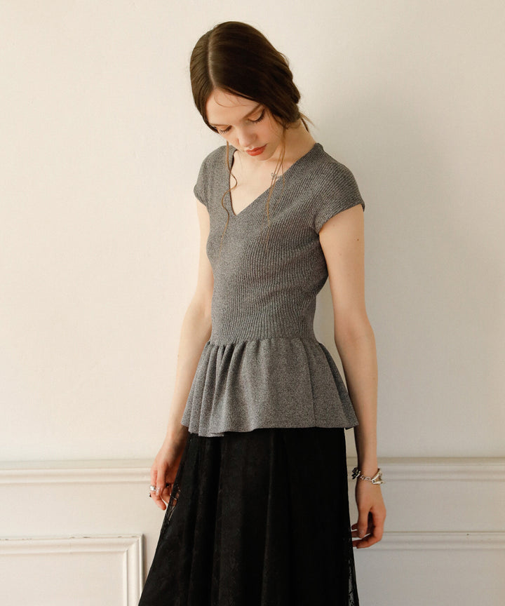 Clear Peplum V/N Tops
