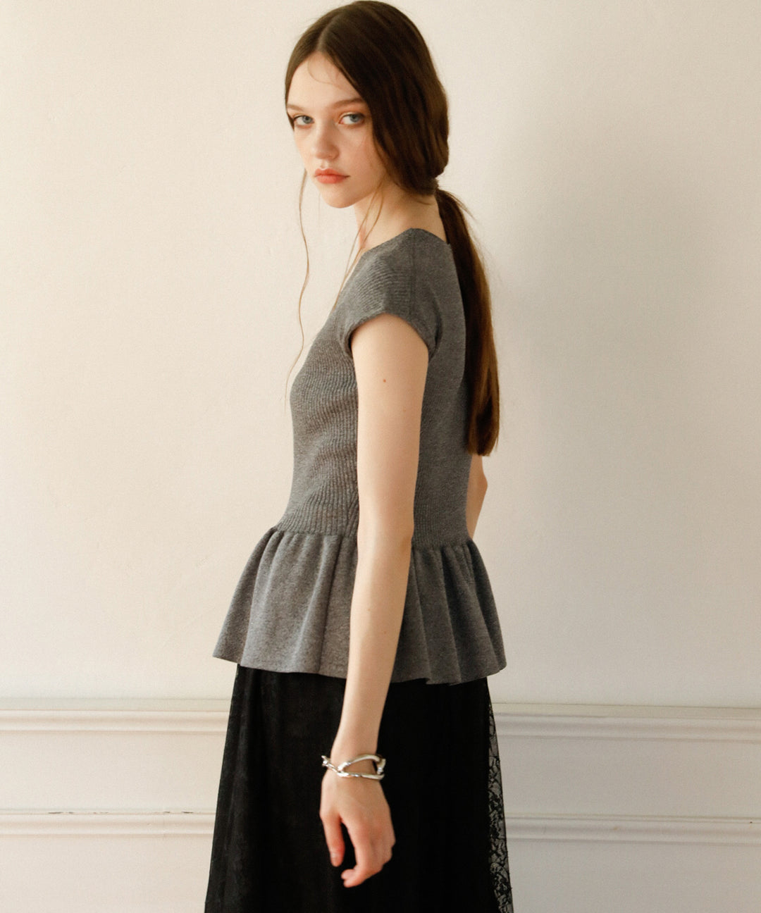 Clear Peplum V/N Tops