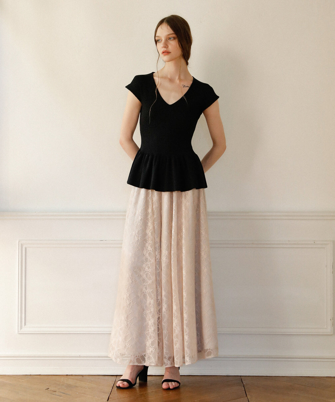 Clear Peplum V/N Tops