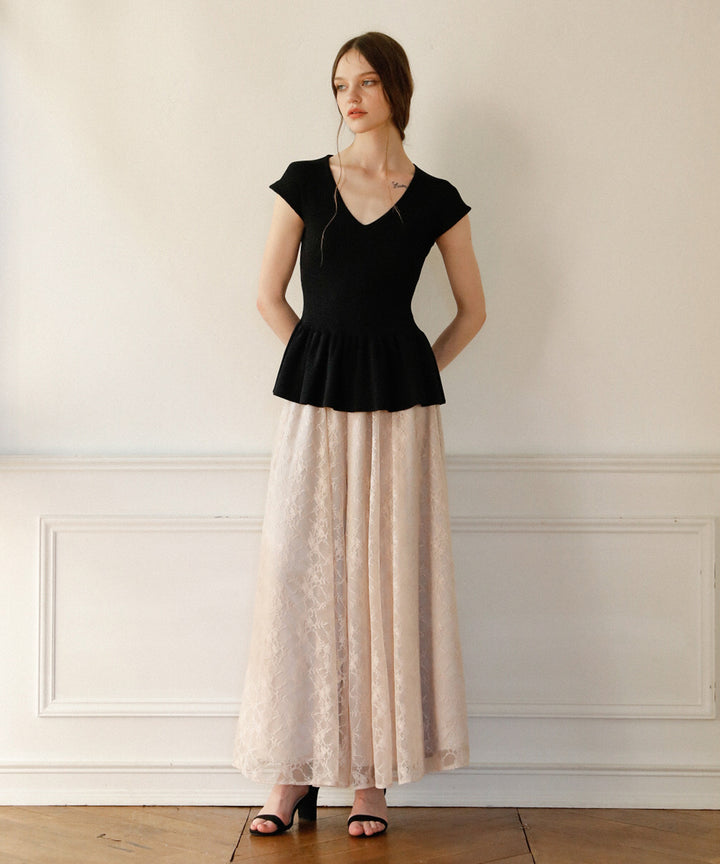 Clear Peplum V/N Tops