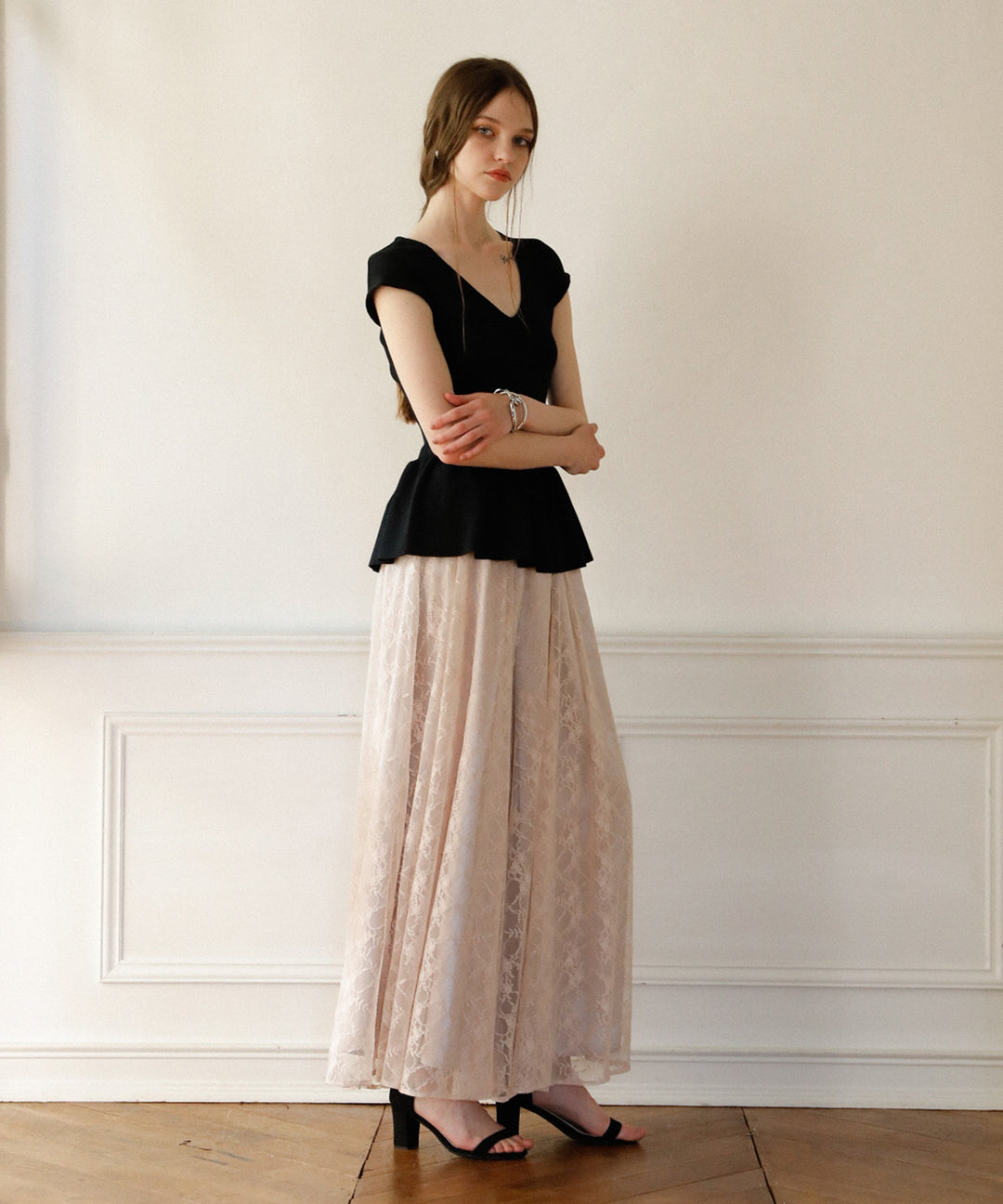 Clear Peplum V/N Tops