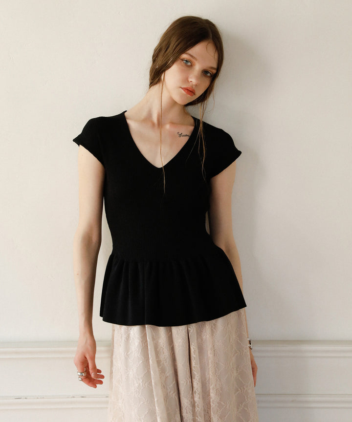 Clear Peplum V/N Tops