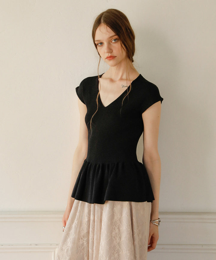 Clear Peplum V/N Tops