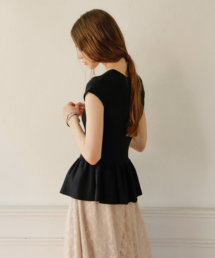 Clear Peplum V/N Tops