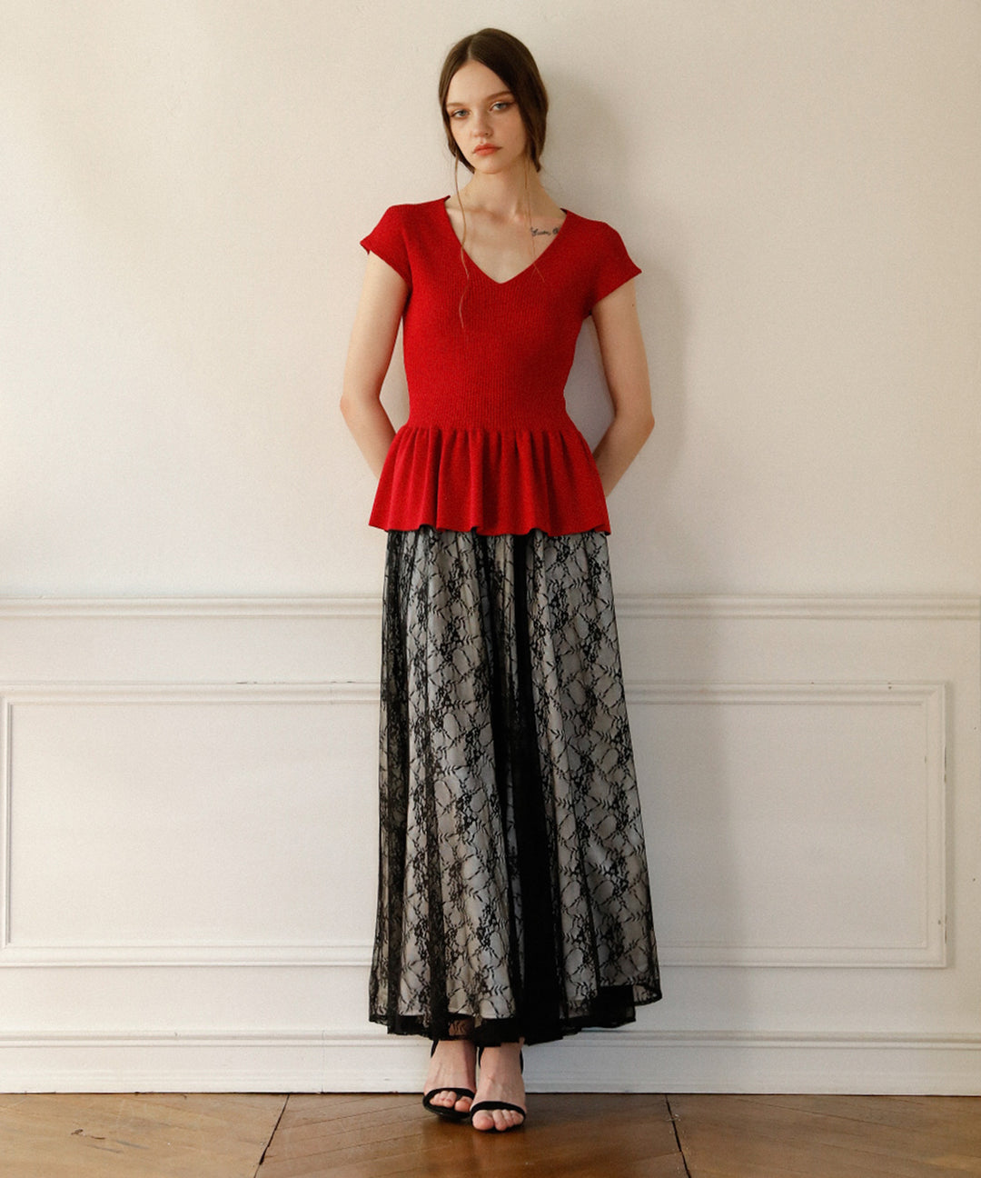 Clear Peplum V/N Tops