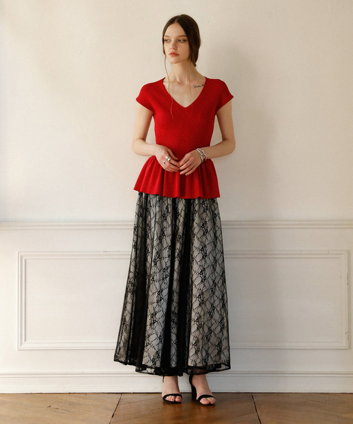 Clear Peplum V/N Tops