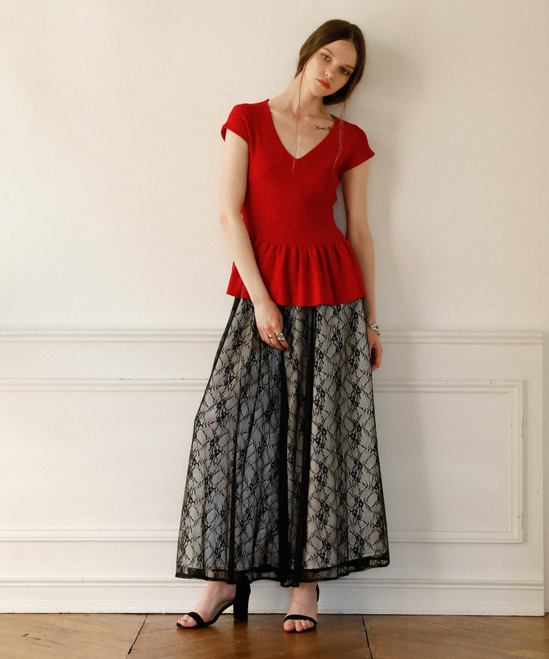 Clear Peplum V/N Tops