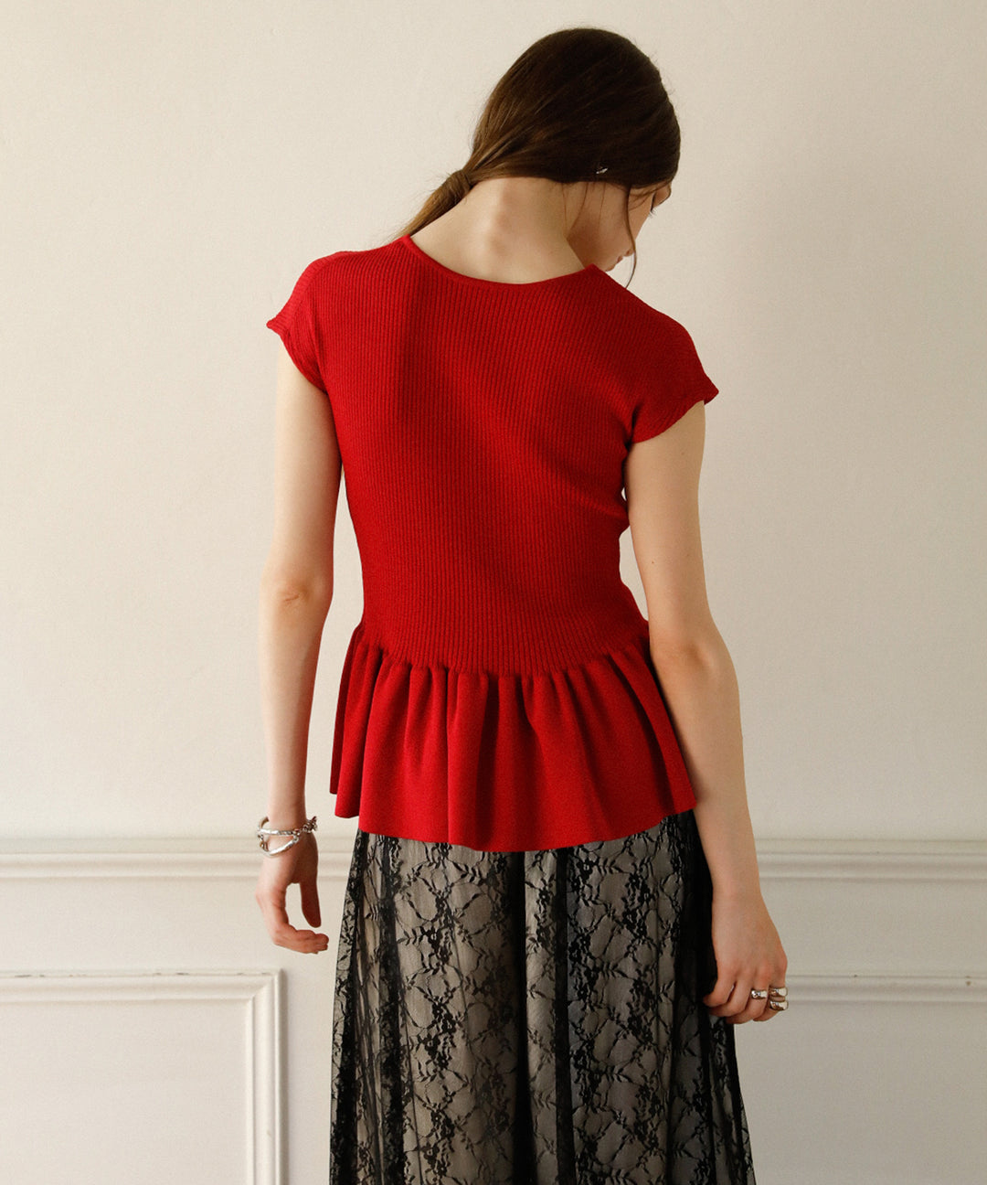 Clear Peplum V/N Tops