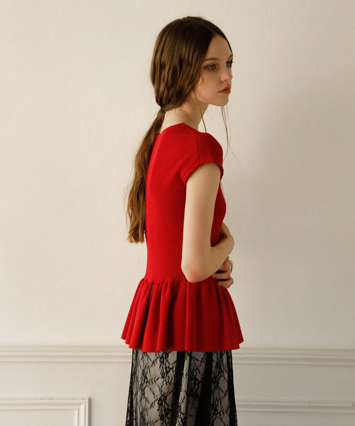 Clear Peplum V/N Tops