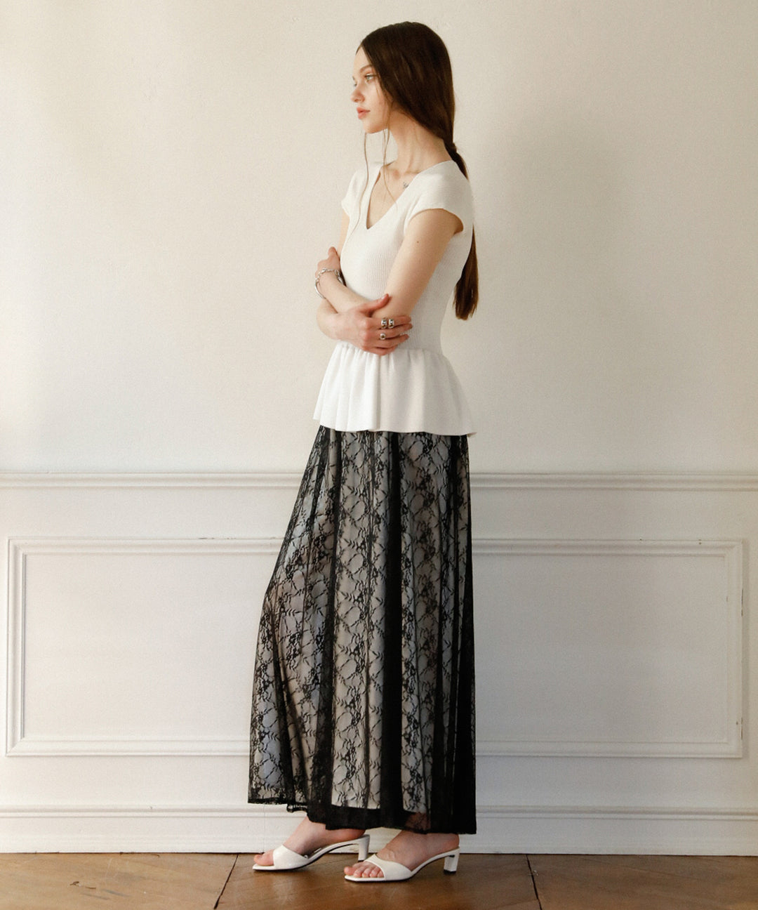 Clear Peplum V/N Tops