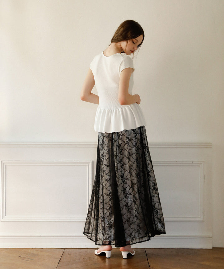 Clear Peplum V/N Tops
