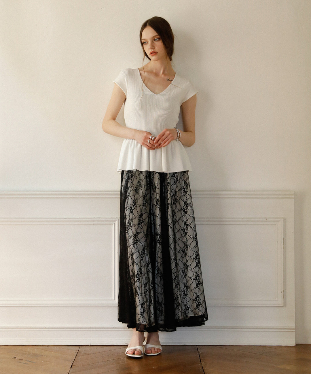 Clear Peplum V/N Tops