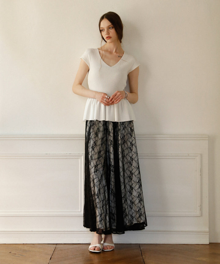 Clear Peplum V/N Tops