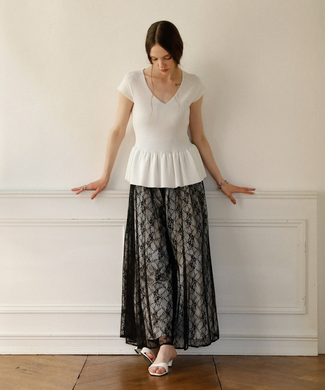 Clear Peplum V/N Tops