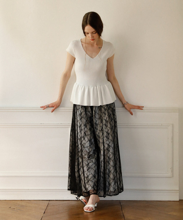 Clear Peplum V/N Tops