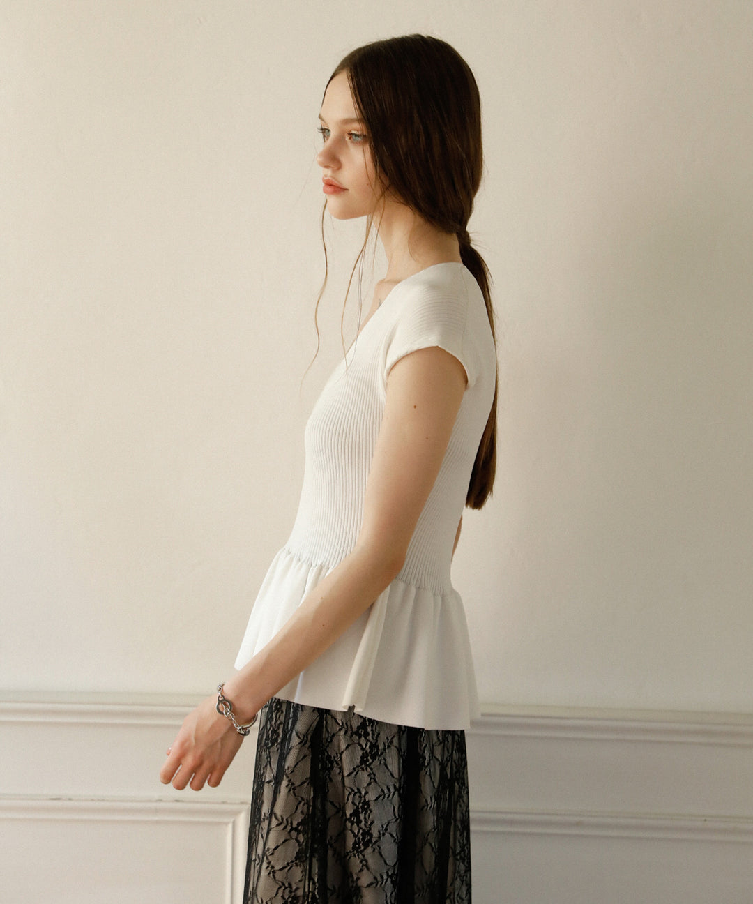 Clear Peplum V/N Tops