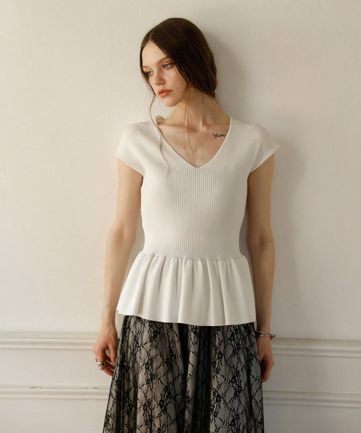 Clear Peplum V/N Tops