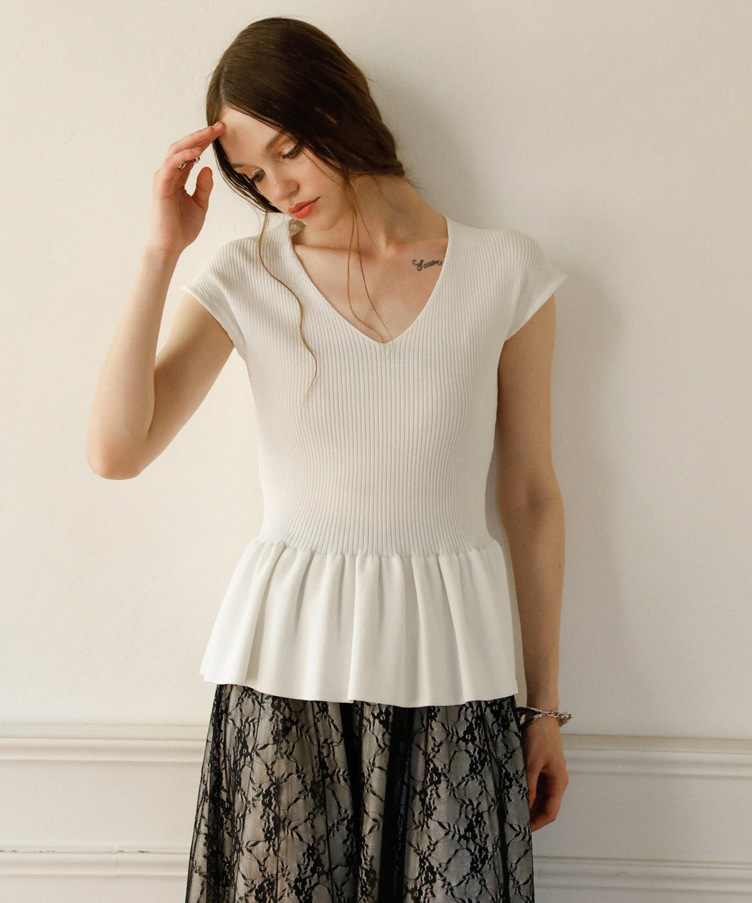 Clear Peplum V/N Tops