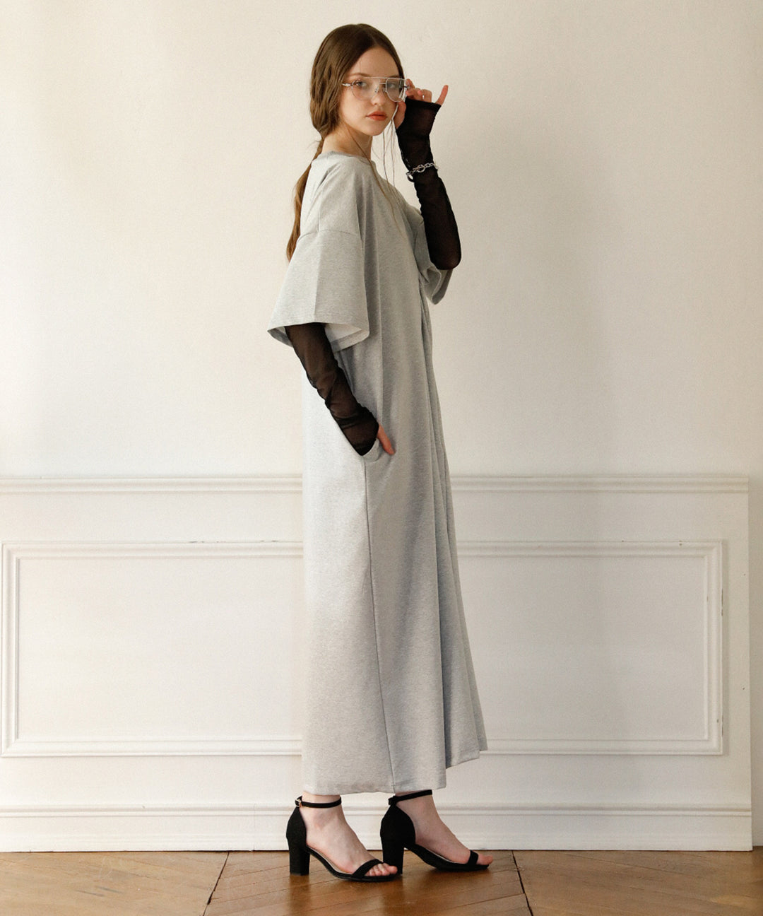 Cut Wide Dress Mesh Arm SET