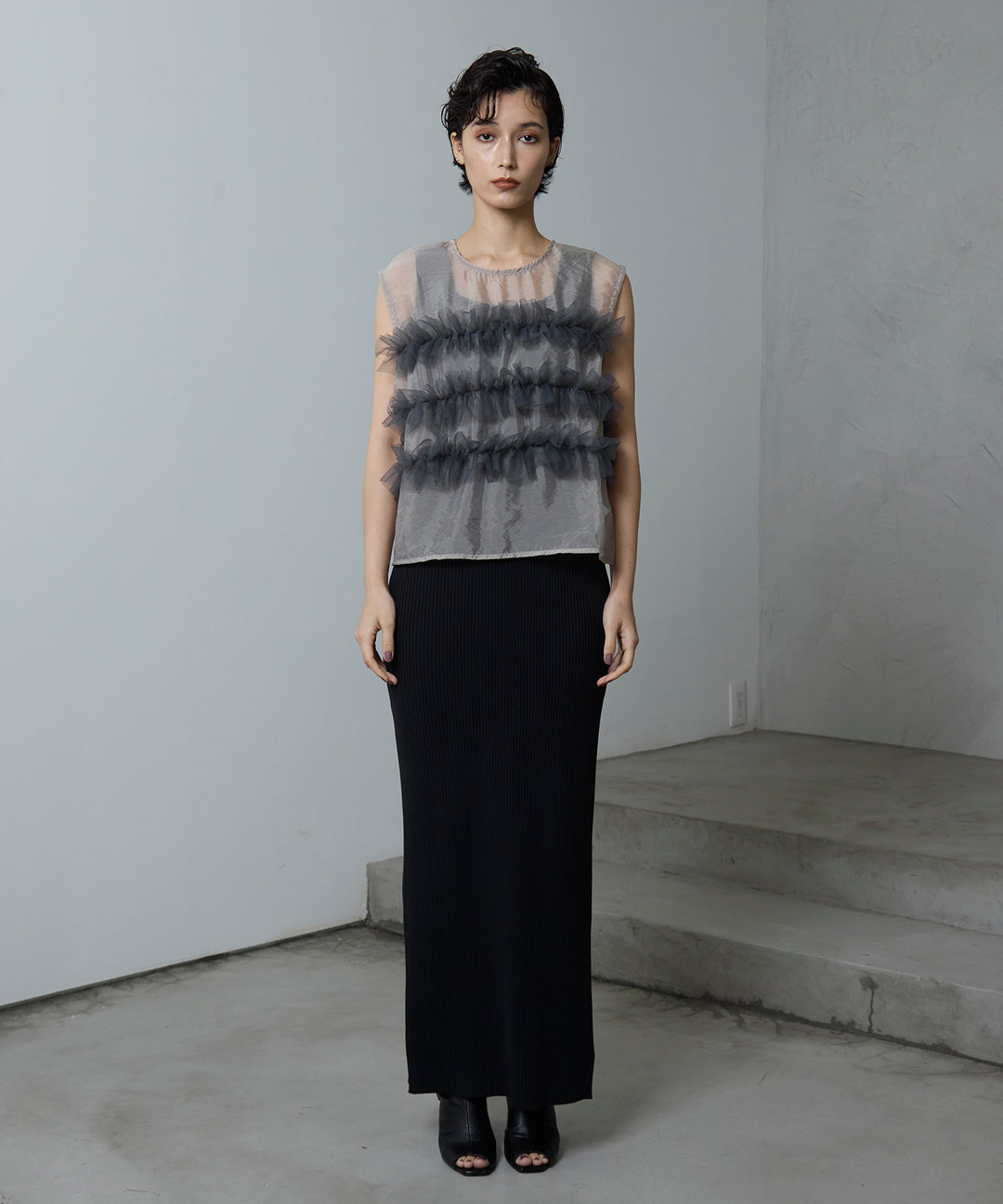 (eliuu)Sheer Frill Bustier