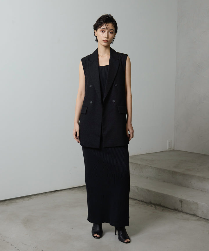 (eliuu)Slub Tweed Gilet