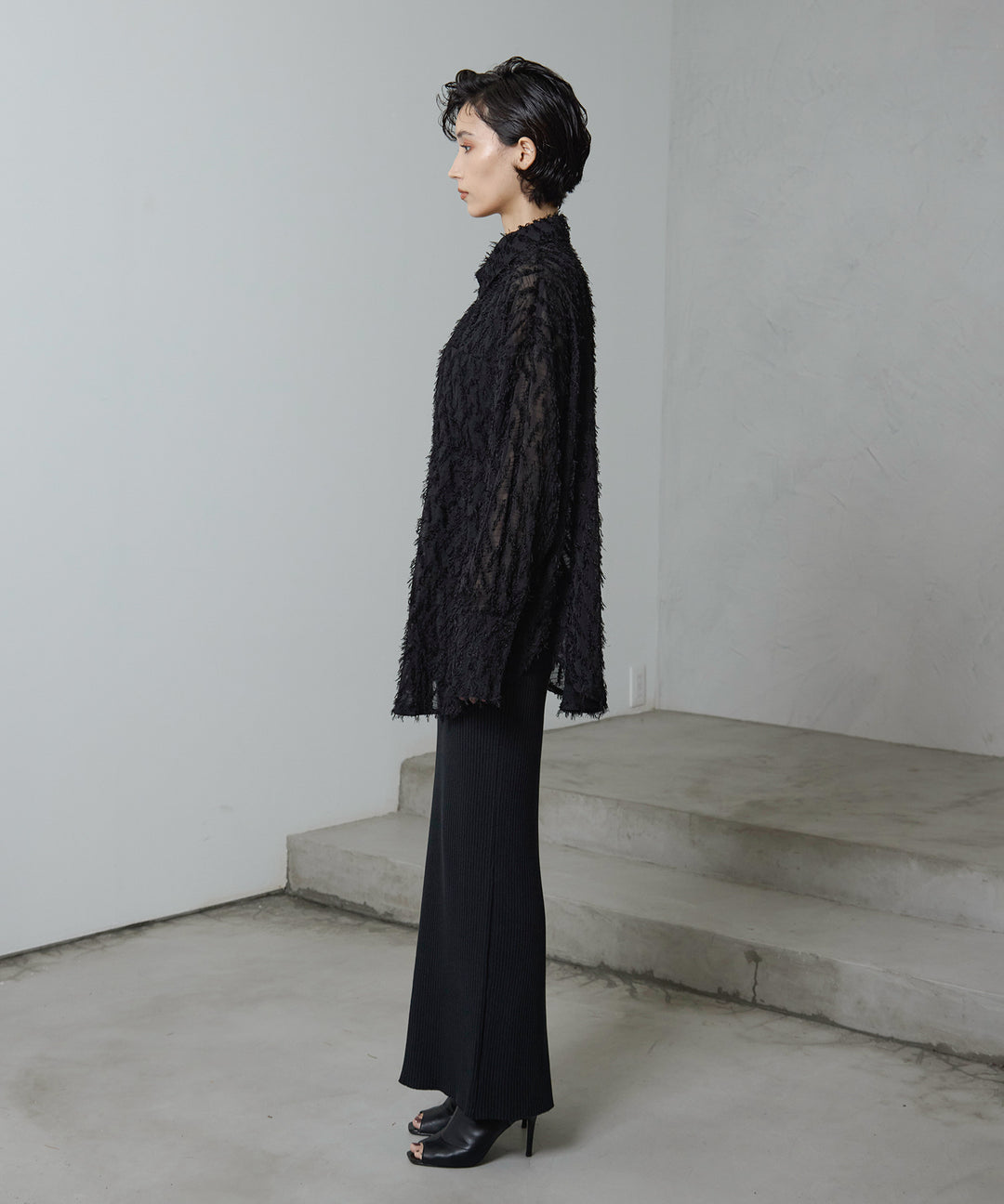 (eliuu)Fringe Sheer Shirt