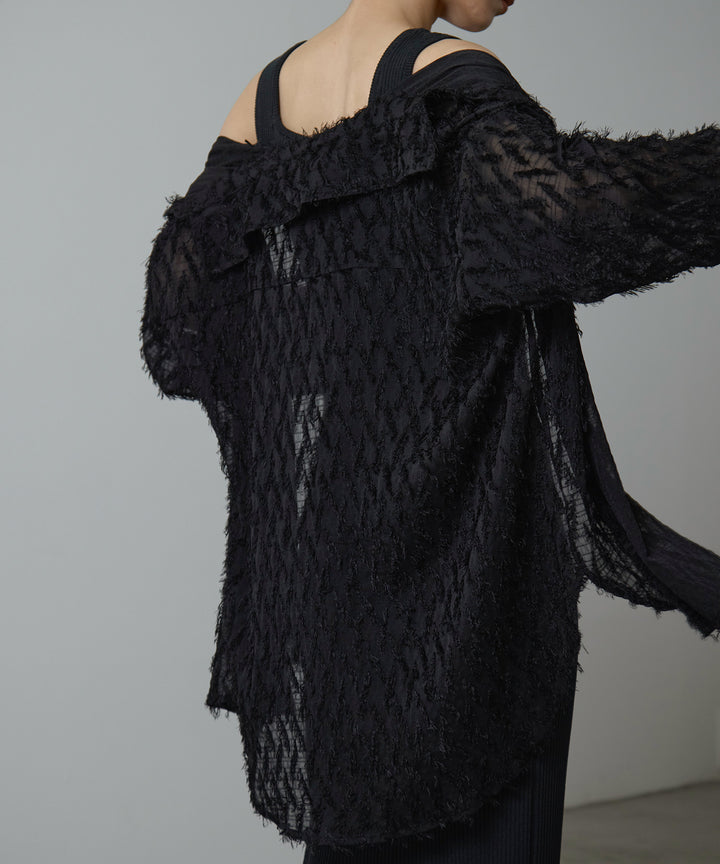 (eliuu)Fringe Sheer Shirt