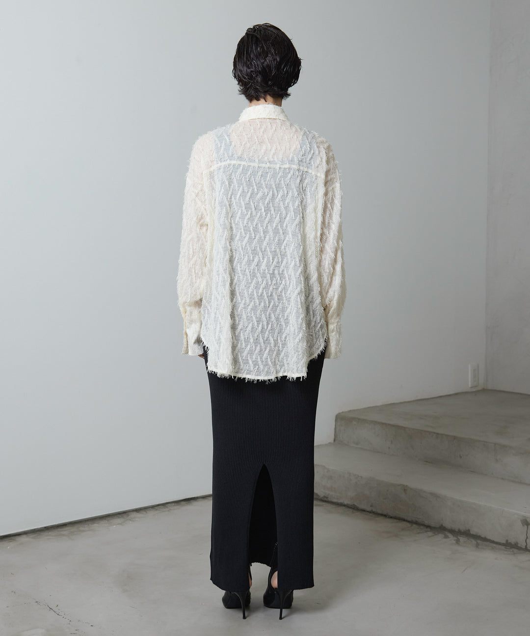 (eliuu)Fringe Sheer Shirt