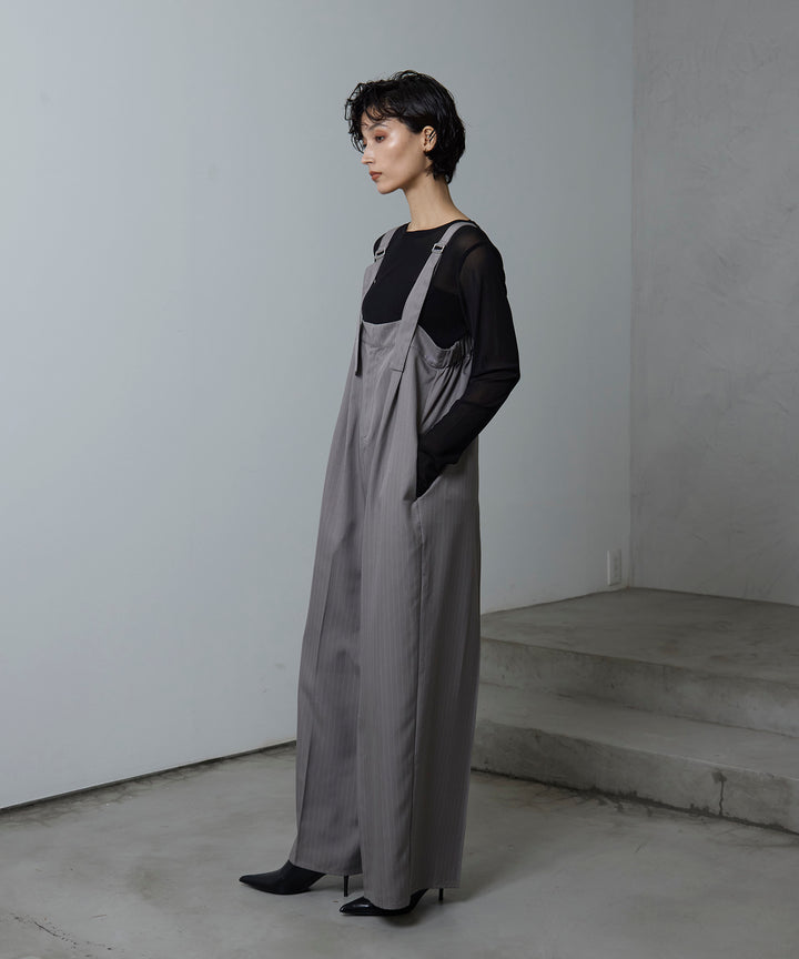 (eliuu)Pinstripe Wide Combinaison
