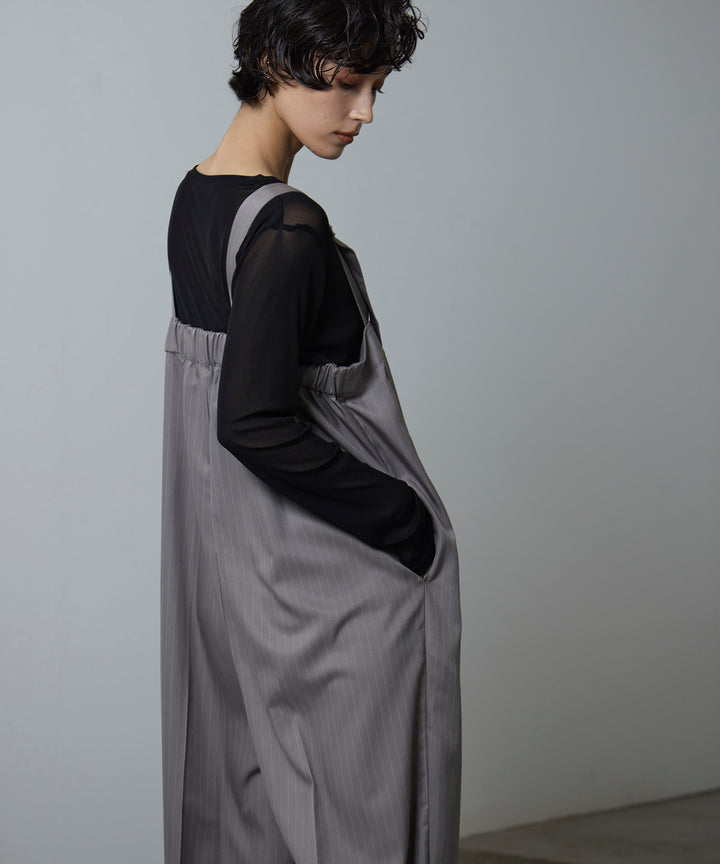(eliuu)Pinstripe Wide Combinaison