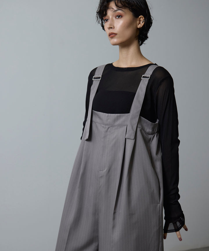 (eliuu)Pinstripe Wide Combinaison