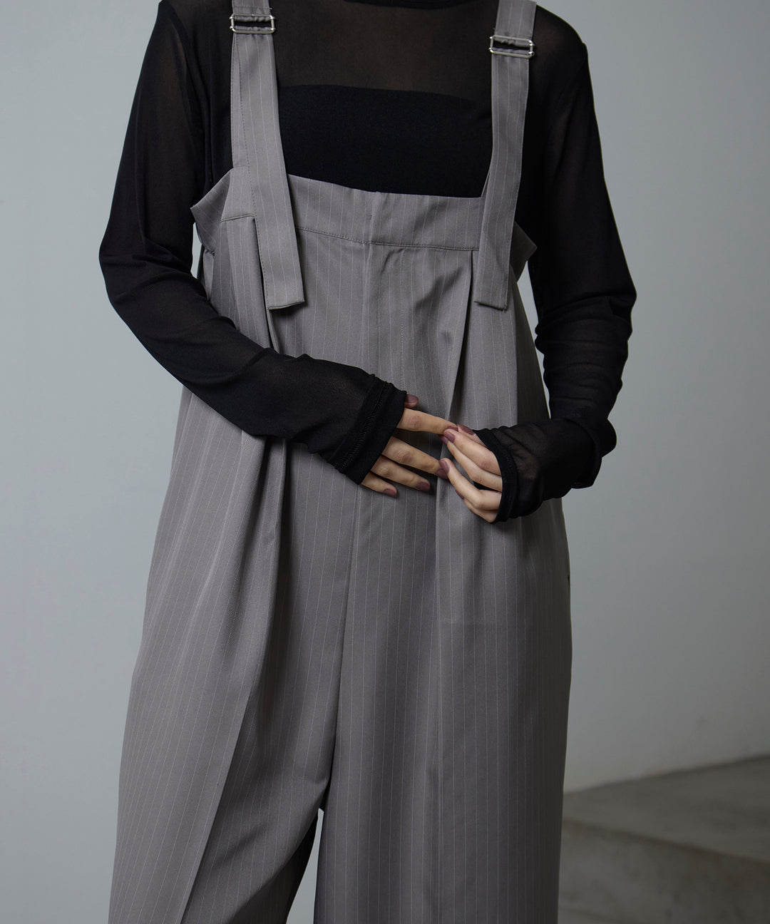 (eliuu)Pinstripe Wide Combinaison