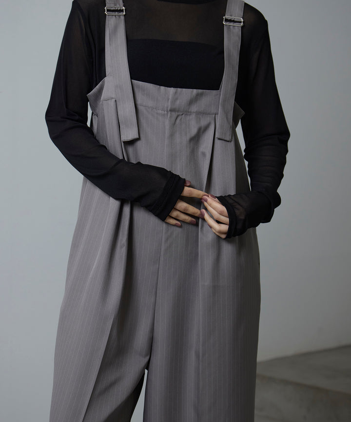(eliuu)Pinstripe Wide Combinaison