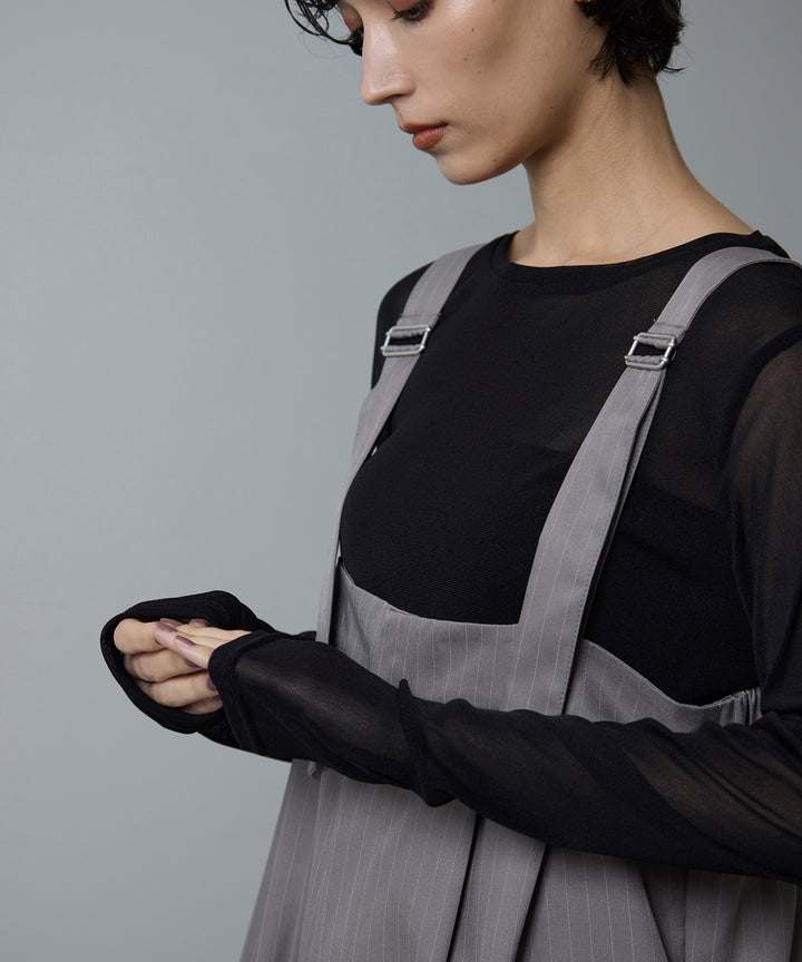 (eliuu)Pinstripe Wide Combinaison