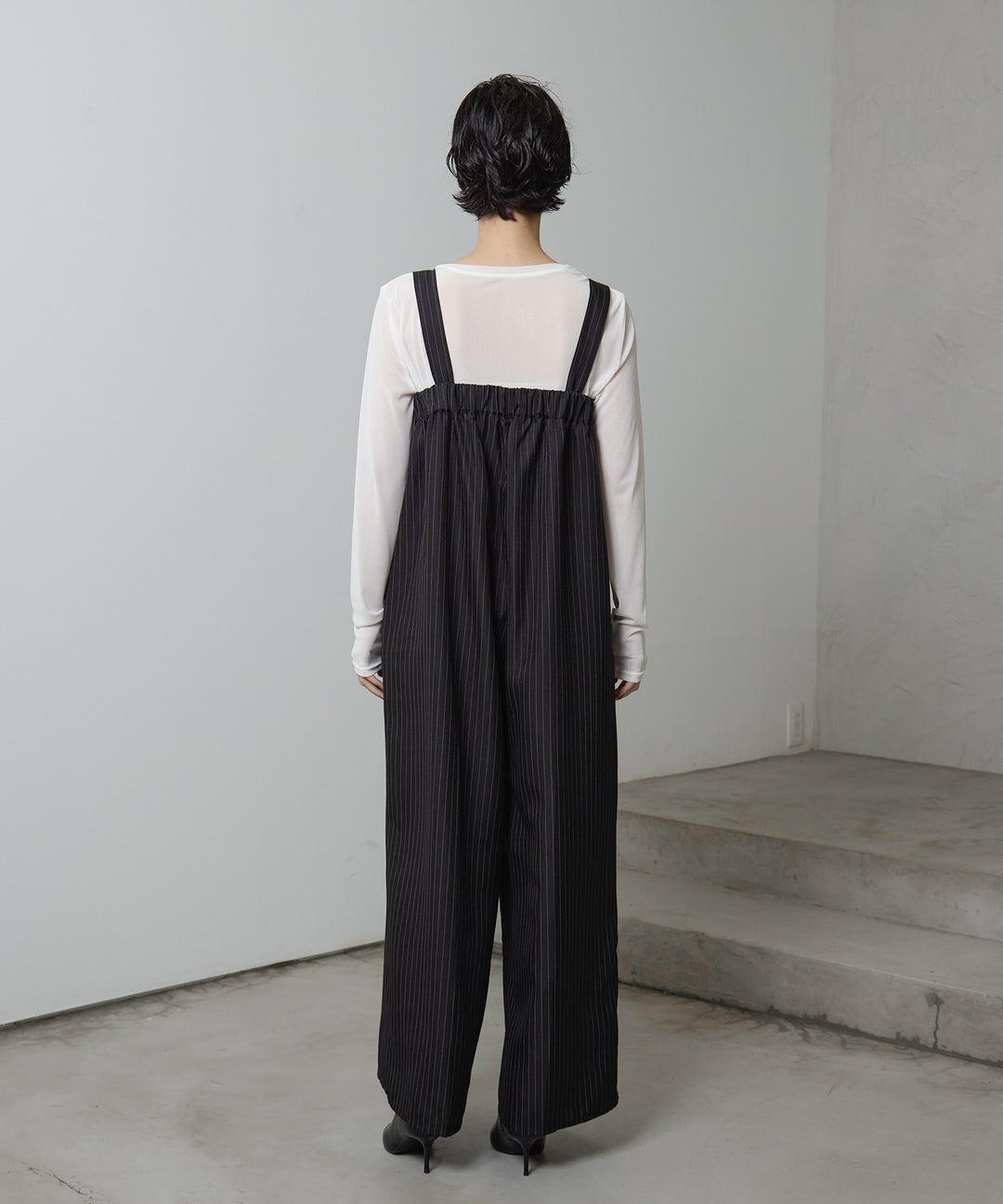 (eliuu)Pinstripe Wide Combinaison