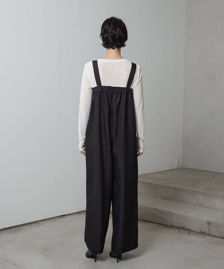 (eliuu)Pinstripe Wide Combinaison