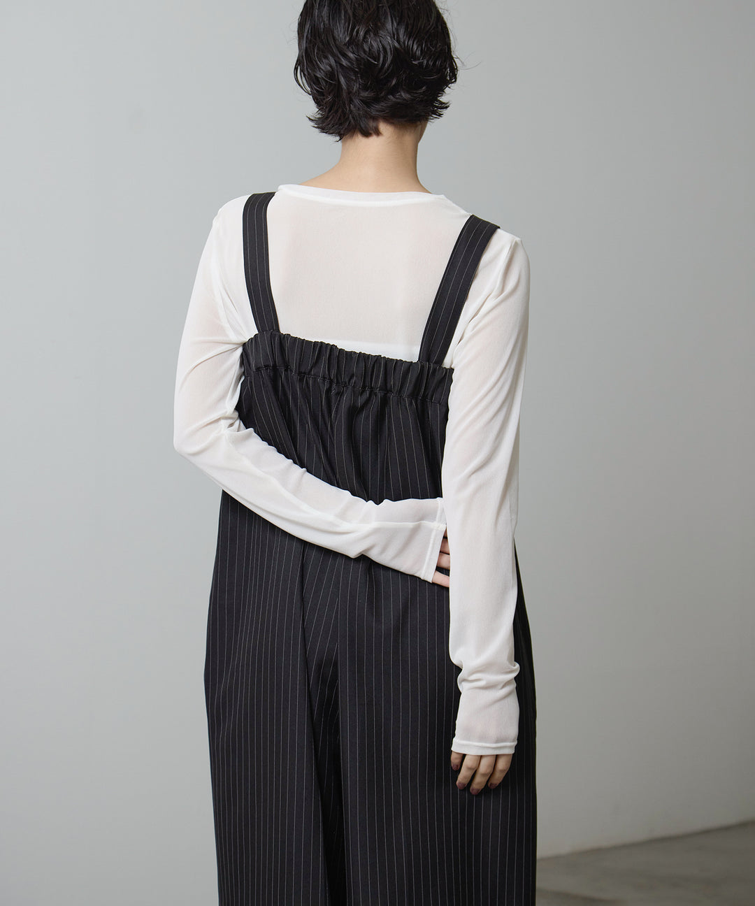 (eliuu)Pinstripe Wide Combinaison