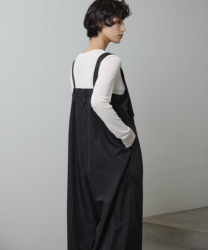 (eliuu)Pinstripe Wide Combinaison