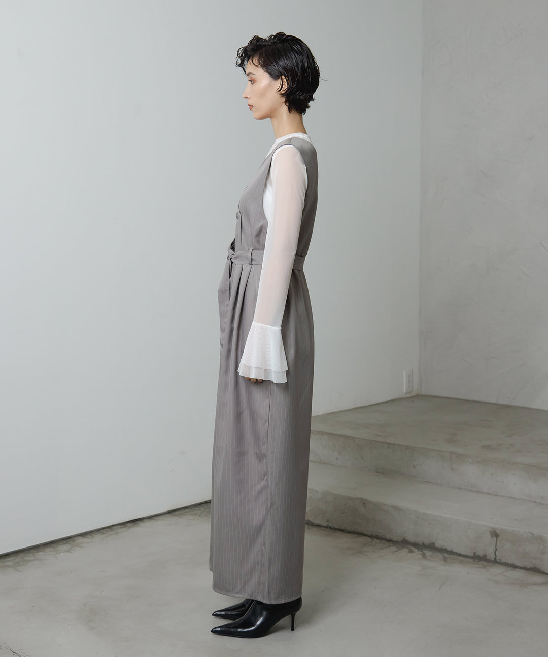 (eliuu)Mesh Sheer Bell Top