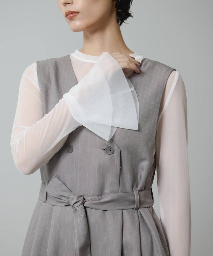 (eliuu)Mesh Sheer Bell Top