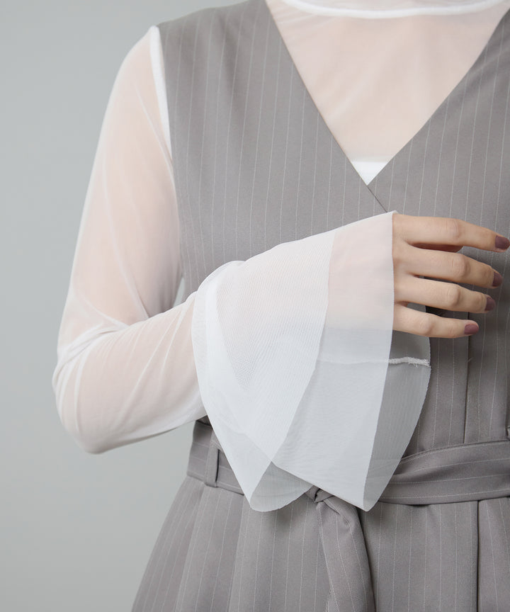 (eliuu)Mesh Sheer Bell Top