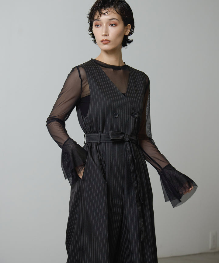(eliuu)Mesh Sheer Bell Top