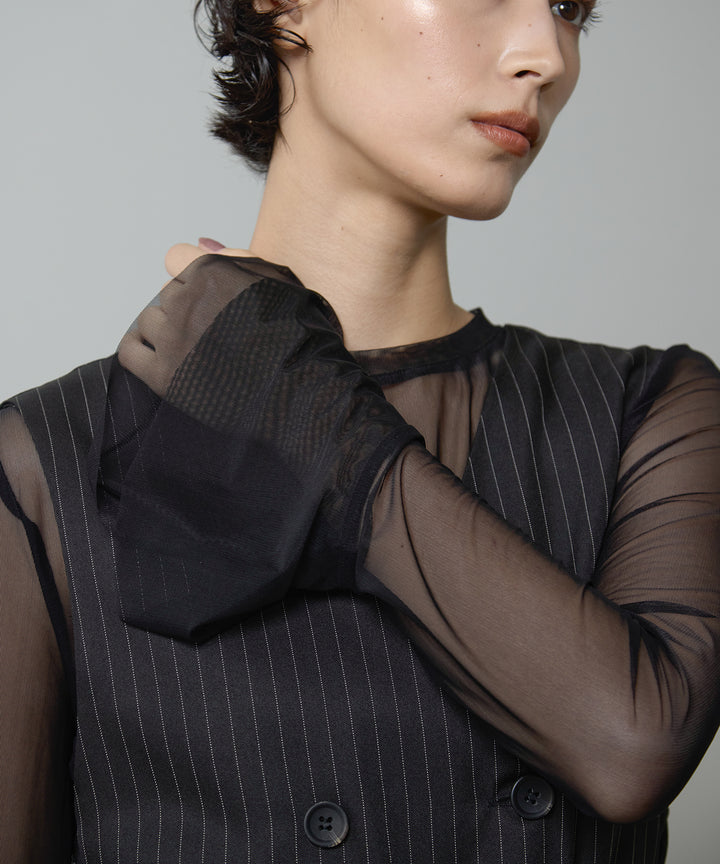 (eliuu)Mesh Sheer Bell Top
