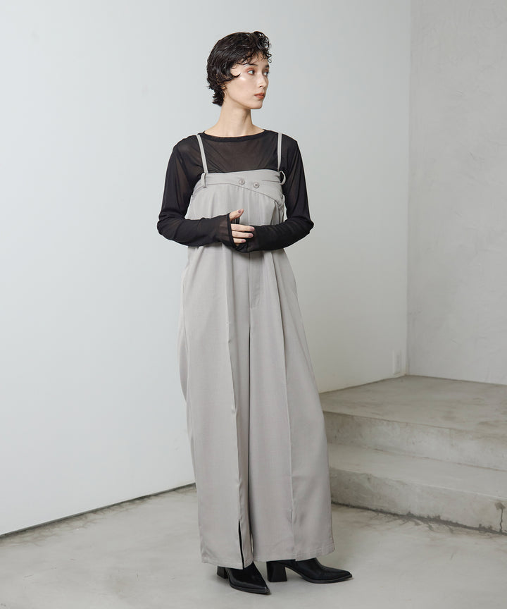 [2SET]2way Flat Combinaison + Mesh Sheer Top