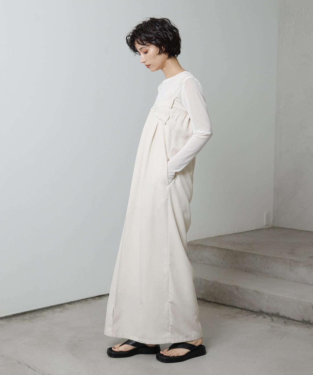 [2SET]2way Flat Combinaison + Mesh Sheer Top