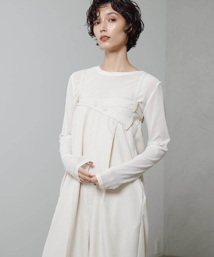 [2SET]2way Flat Combinaison + Mesh Sheer Top