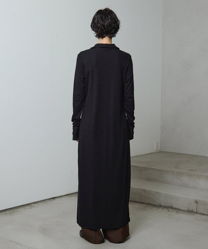 [2SET]Polo Cardigan Onepiece + Twill Tuck Belt Slacks